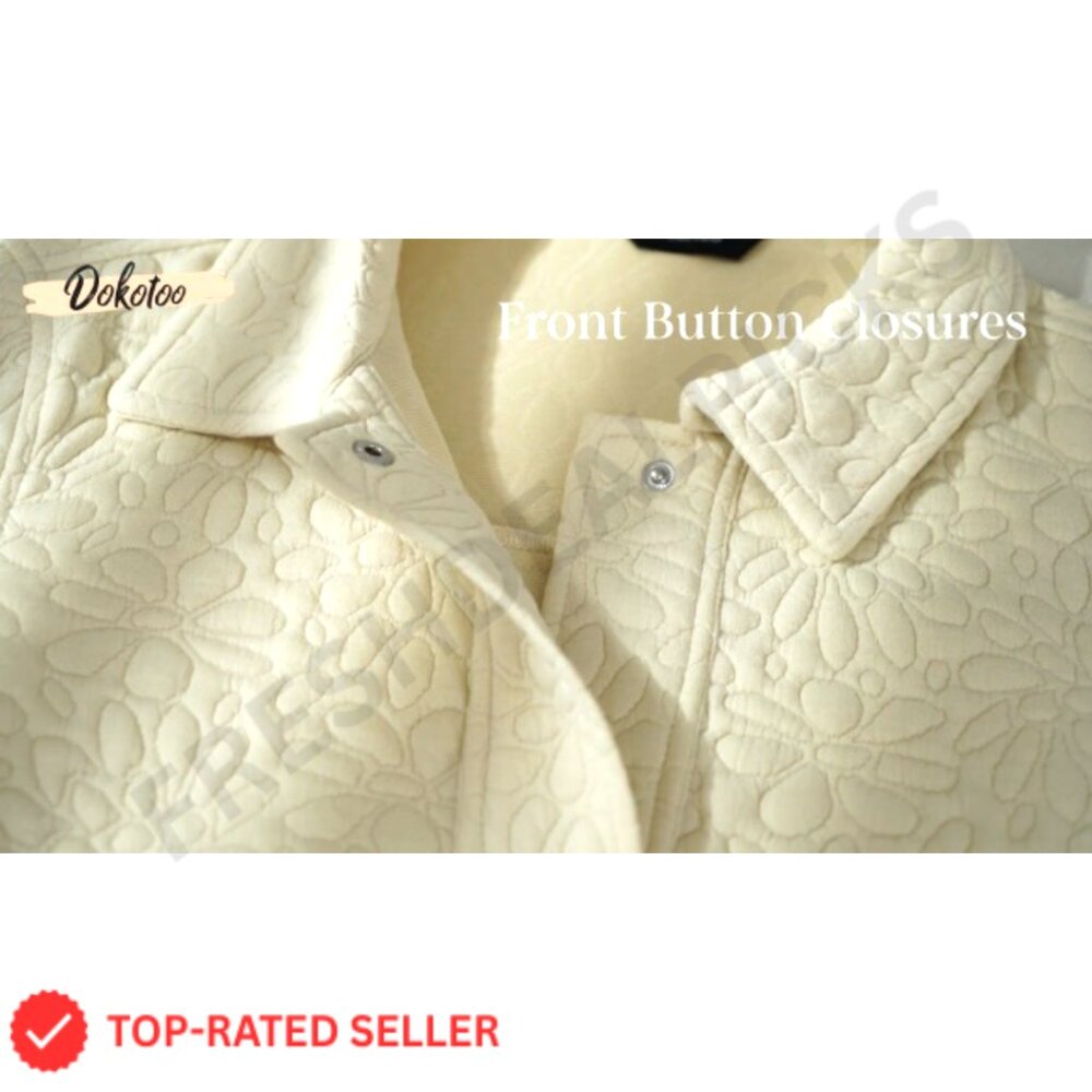 Oversized Jacquard Shacket, Button Down Collar, L… - image 7